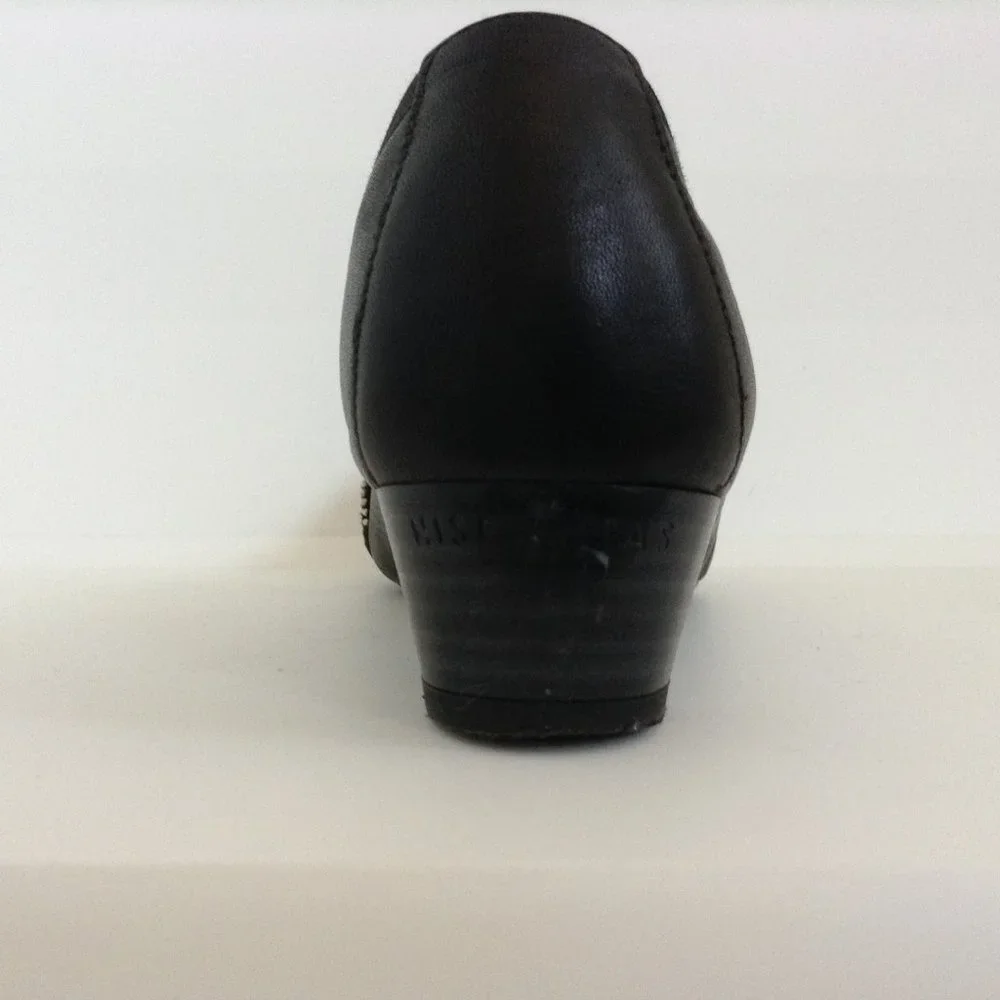 Hispanitas Black Leather Ruffle Zipper Low Heel Pumps Spain 39 US 8.5 Balletcore